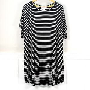 Refinity Striped Short Sleeve Tunic Athflow French Girl Black White Oversized M